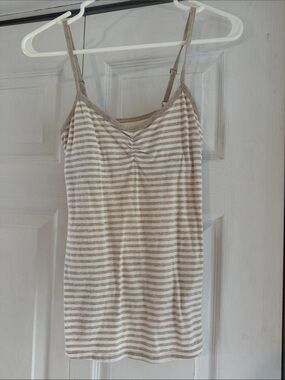 Aerie Striped Beige & White Cami Tank Top